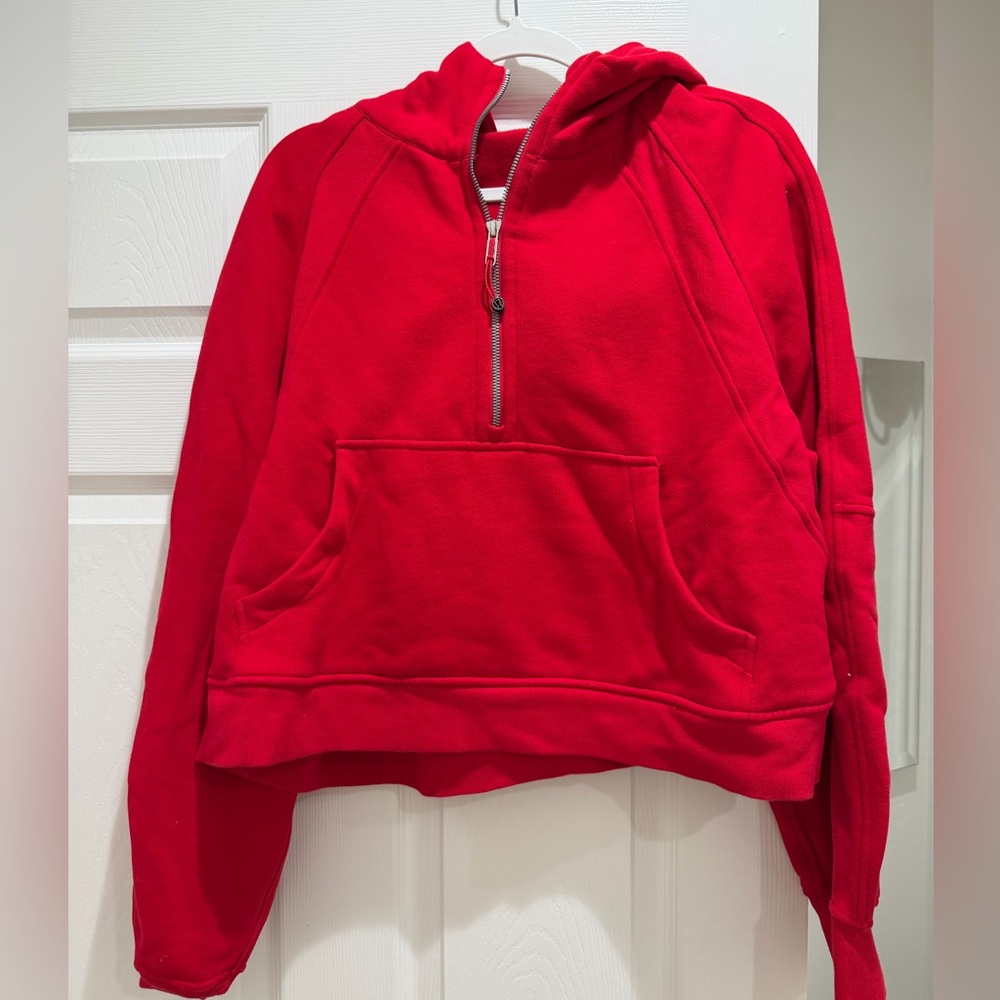 Women’s lululemon Red scuba half zip hoodie, size XL/XXL